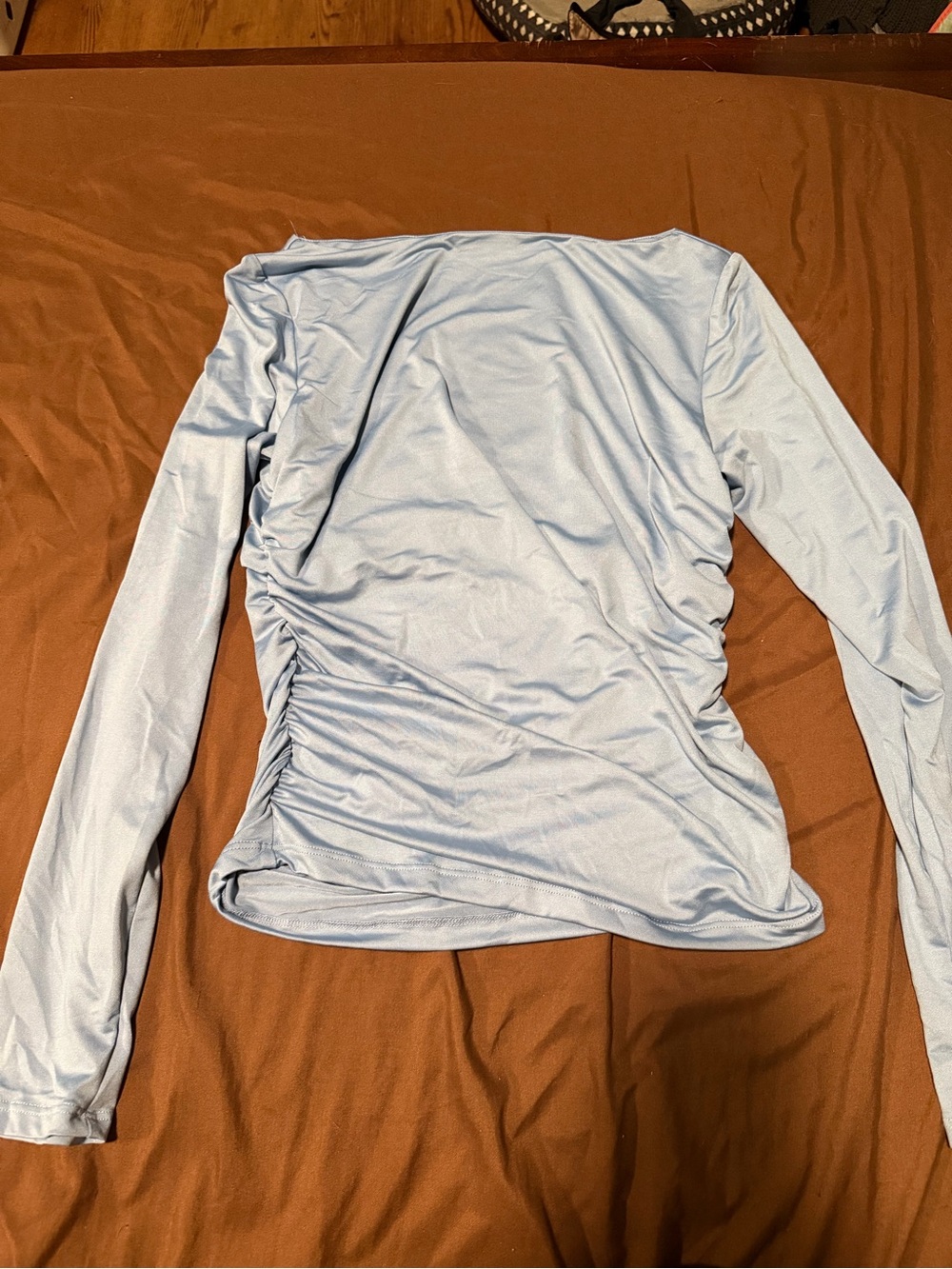 The Workshop Light Blue Ruched Long Sleeve Top